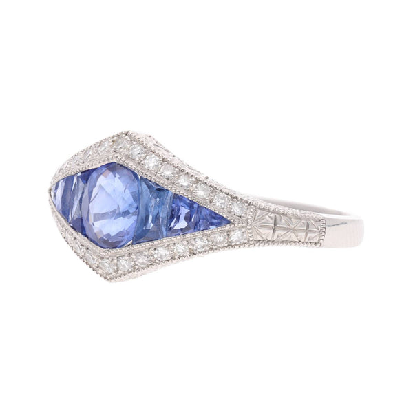 Platinum Sapphire and Diamond Ring