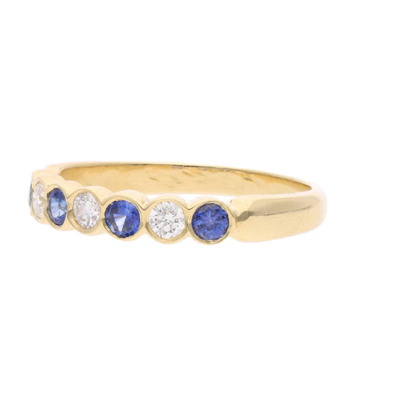 18ct Gold Sapphire and Diamond Half Eternity Ring