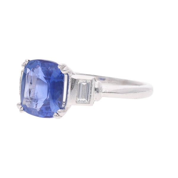 Platinum Sapphire and Diamond Ring