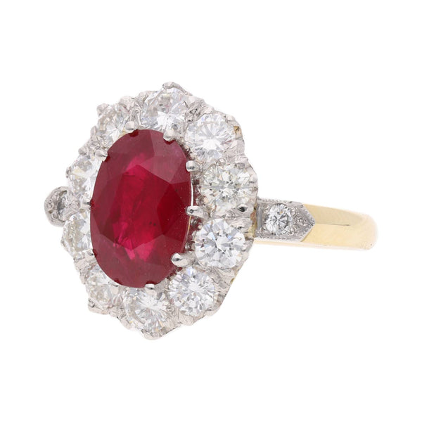 18ct Gold Ruby and Diamond Cluster Ring