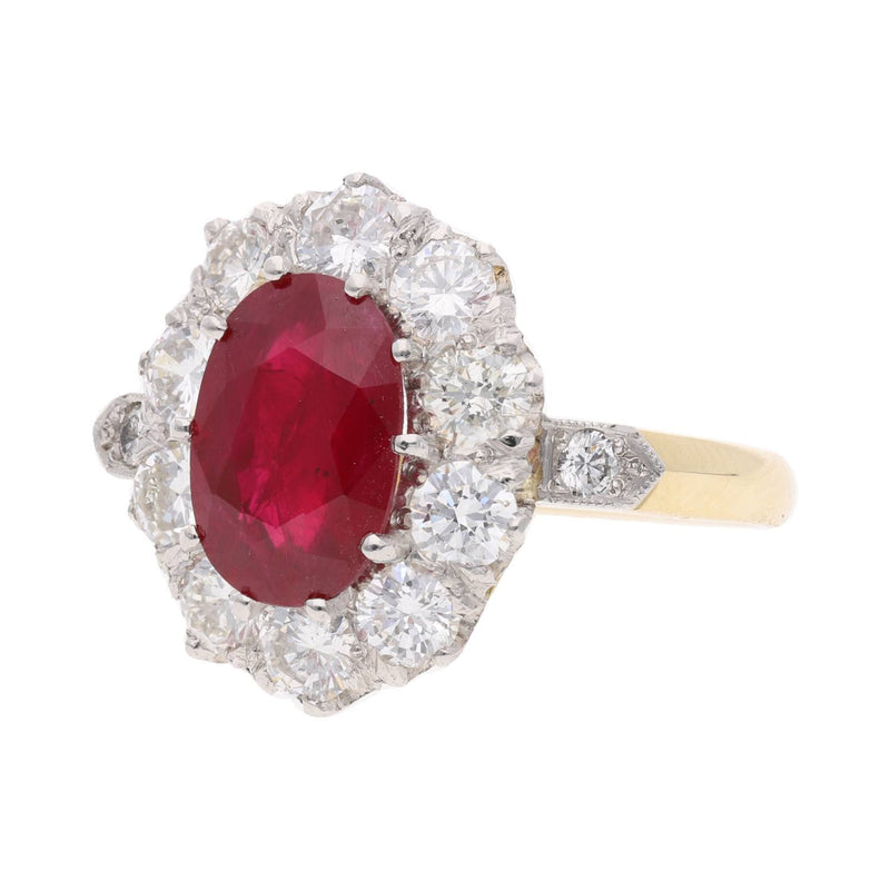 18ct Gold Ruby and Diamond Cluster Ring
