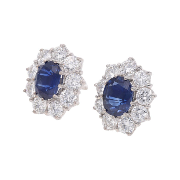 18ct White Gold Sapphire and Diamond Cluster Earrings