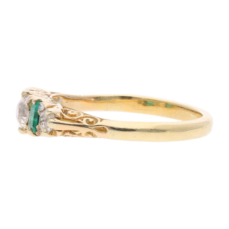 Emerald and Diamond Five Stone Ring