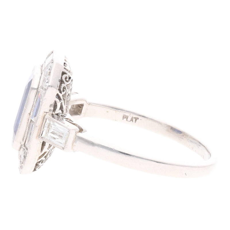 Platinum Sapphire and Diamond Ring