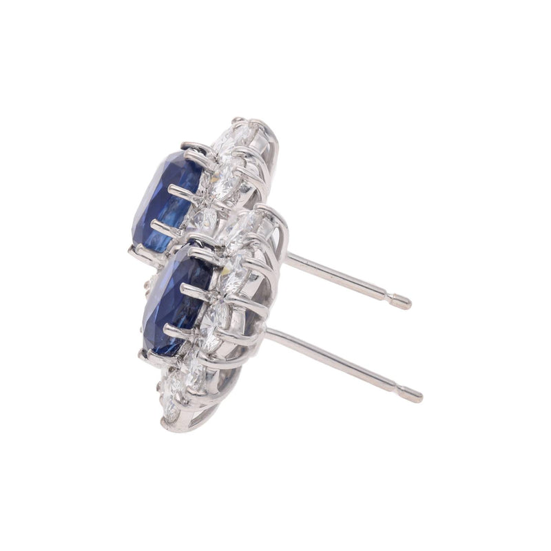 18ct White Gold Sapphire and Diamond Cluster Earrings
