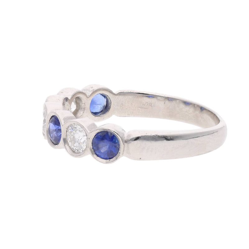 PLatinum Sapphire Diamond Half Eternity Ring