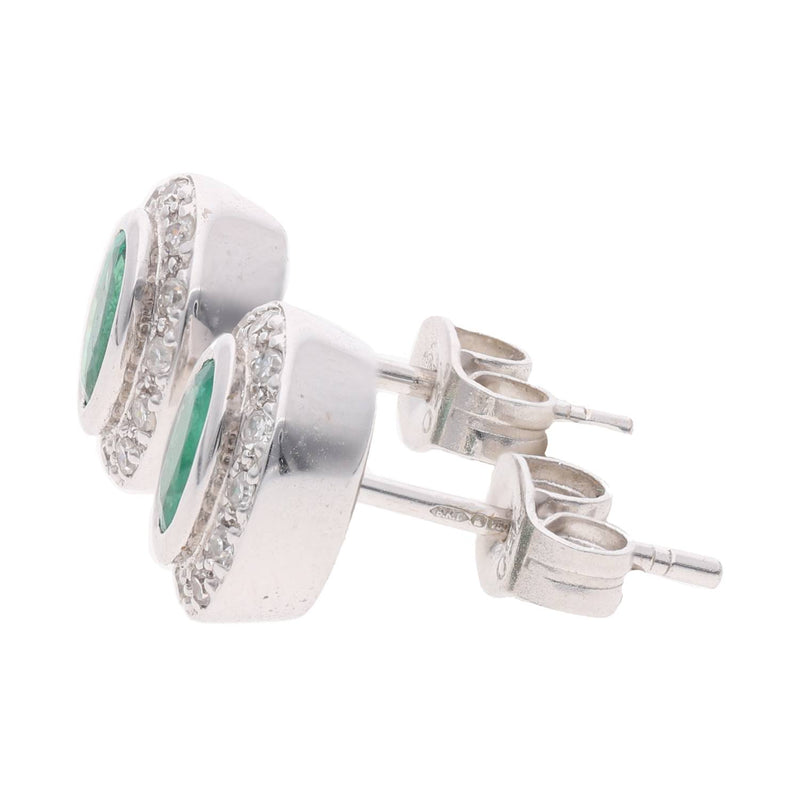 18ct White Gold and Emerald Stud Earrings