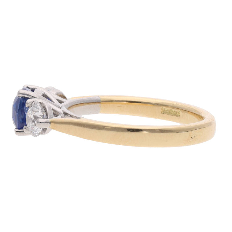 Sapphire and Diamond 3 stone Ring