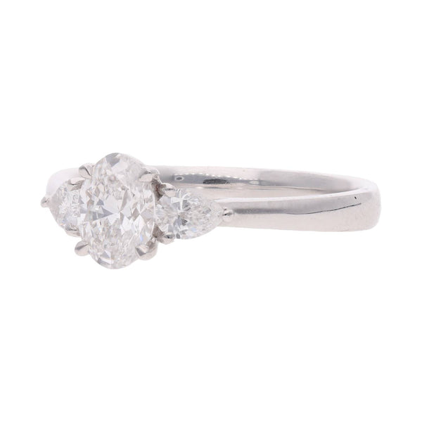Oval and Pear Shape Diamond 3 stone ring