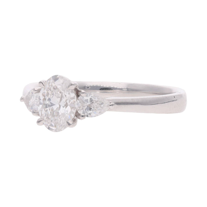 Oval and Pear Shape Diamond 3 stone ring