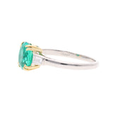 Platinum Yellow Gold Emerald and Diamond Ring