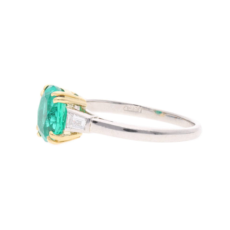 Platinum Yellow Gold Emerald and Diamond Ring