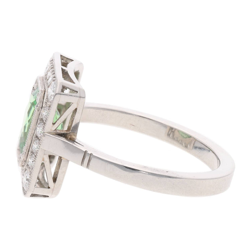 Tsavorite Garnet and Diamond Cluster Ring