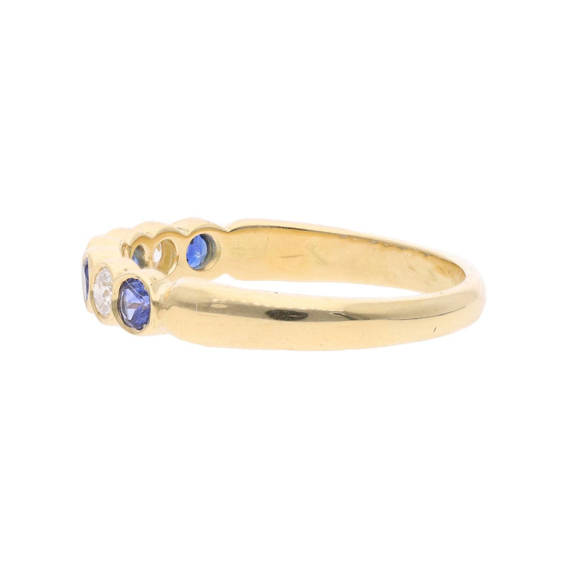 18ct Gold Sapphire and Diamond Half Eternity Ring