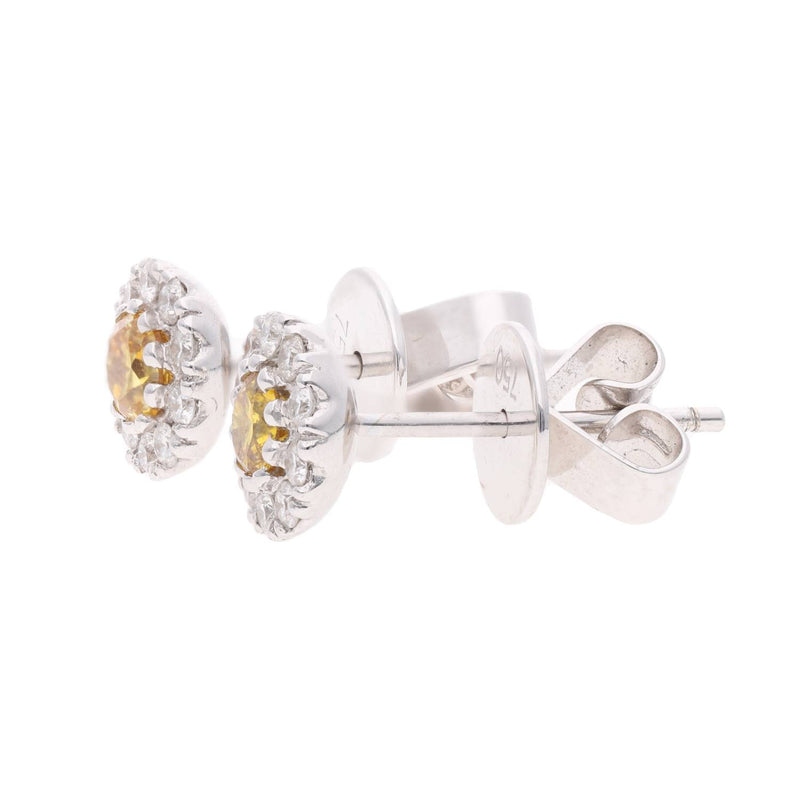 18ct White Gold Yellow and White Diamond Stud Earrings