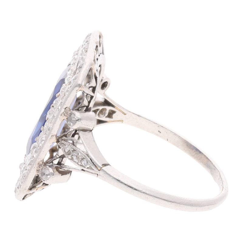 Art Deco Platinum Sapphire and Diamond Ring