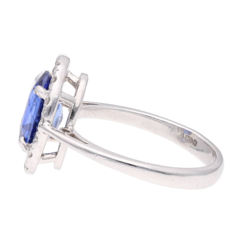 18ct White Gold Sapphire and Diamond Cluster Ring