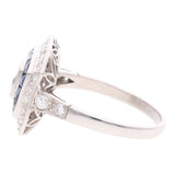 Platinum Sapphire and Diamond Cluster Ring