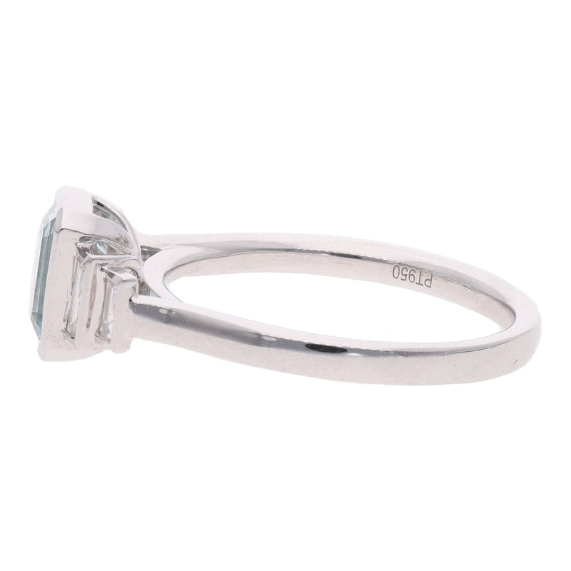 Aquamarine and Baguette Diamond Ring
