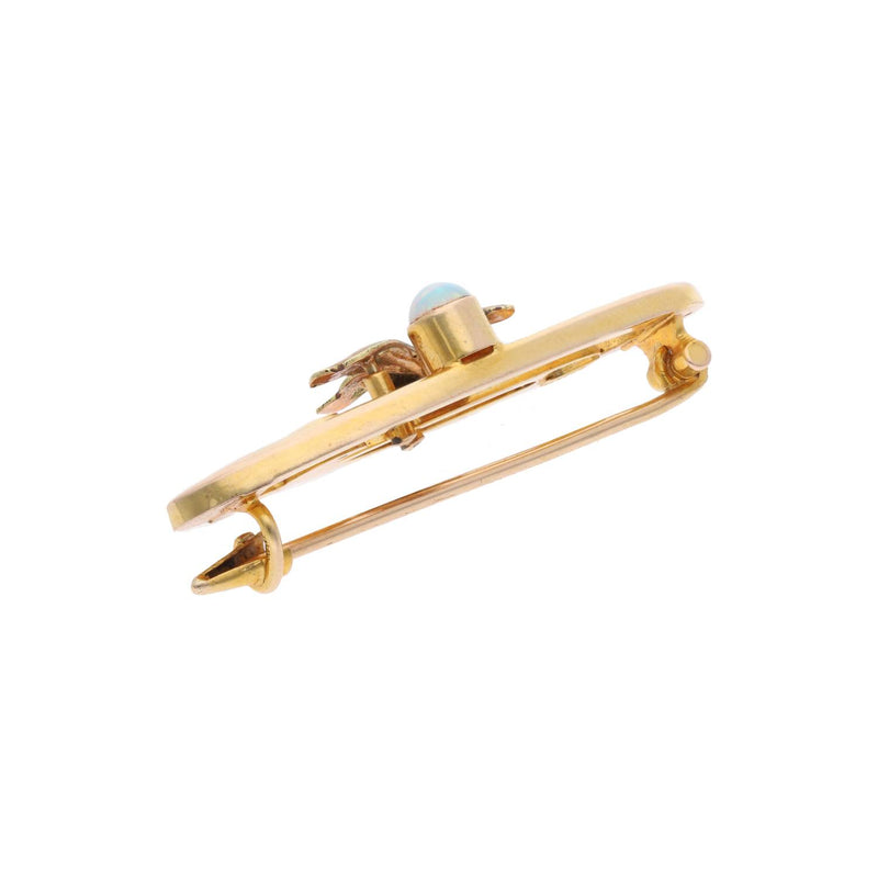 15ct Opal and Enamel Flower Brooch