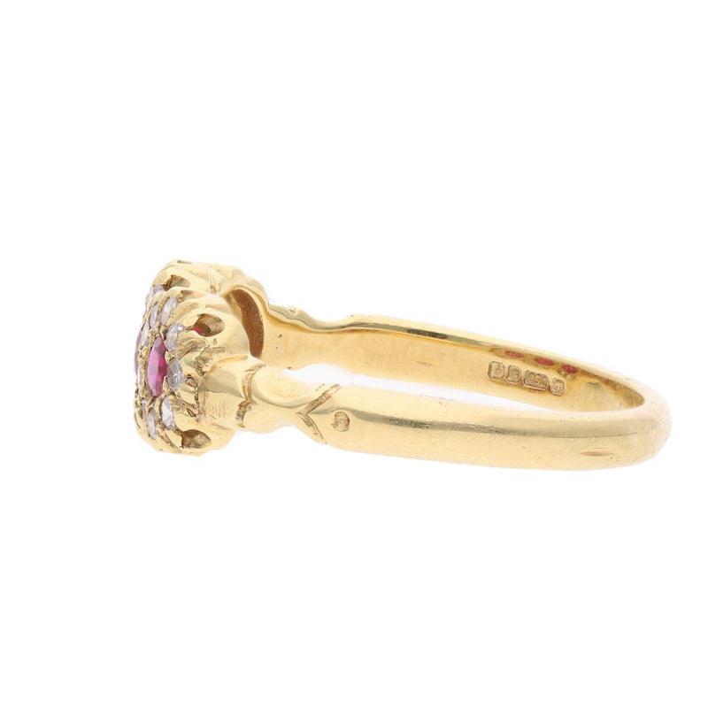 18ct Gold Ruby and Diamond Cluster Ring