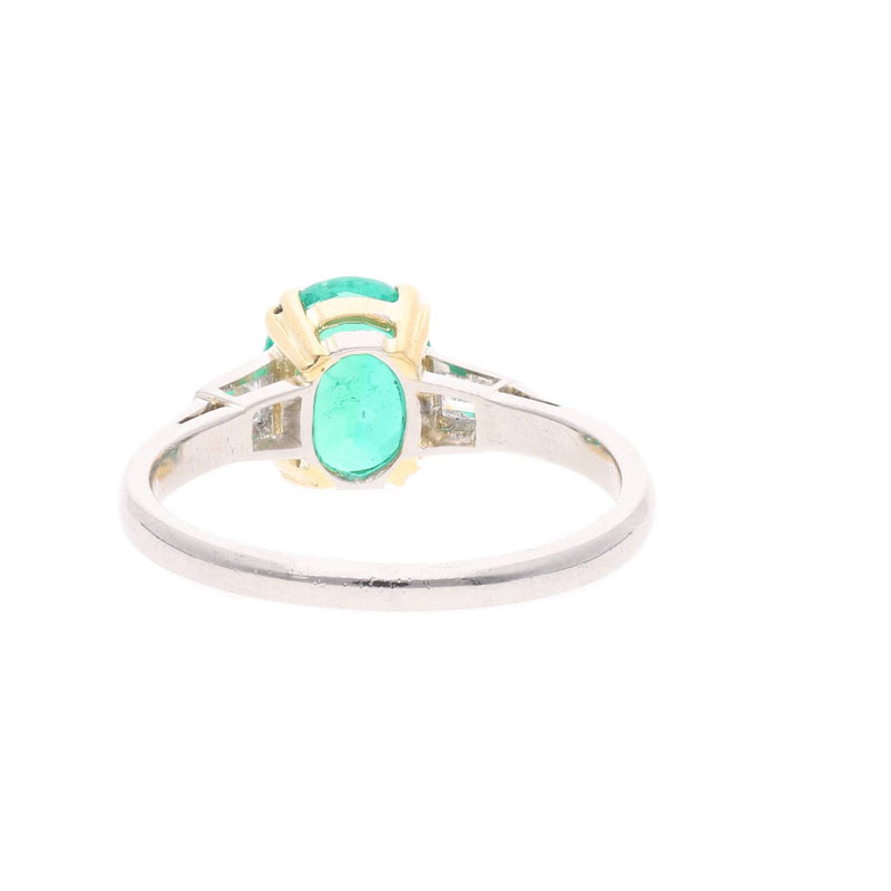Platinum Yellow Gold Emerald and Diamond Ring