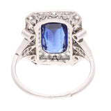 Art Deco Platinum Sapphire and Diamond Ring