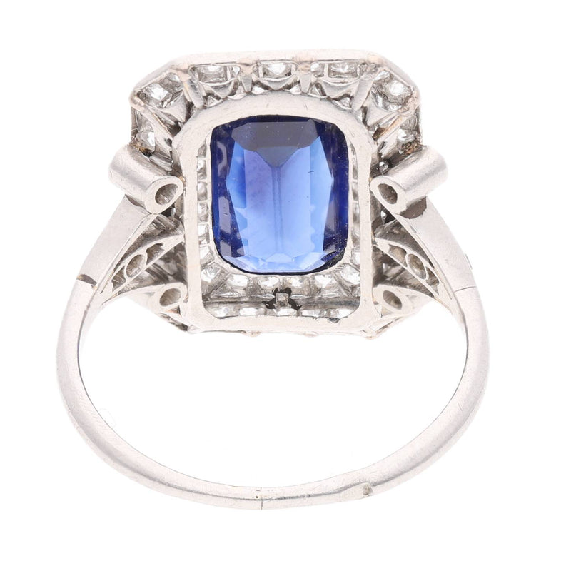 Art Deco Platinum Sapphire and Diamond Ring