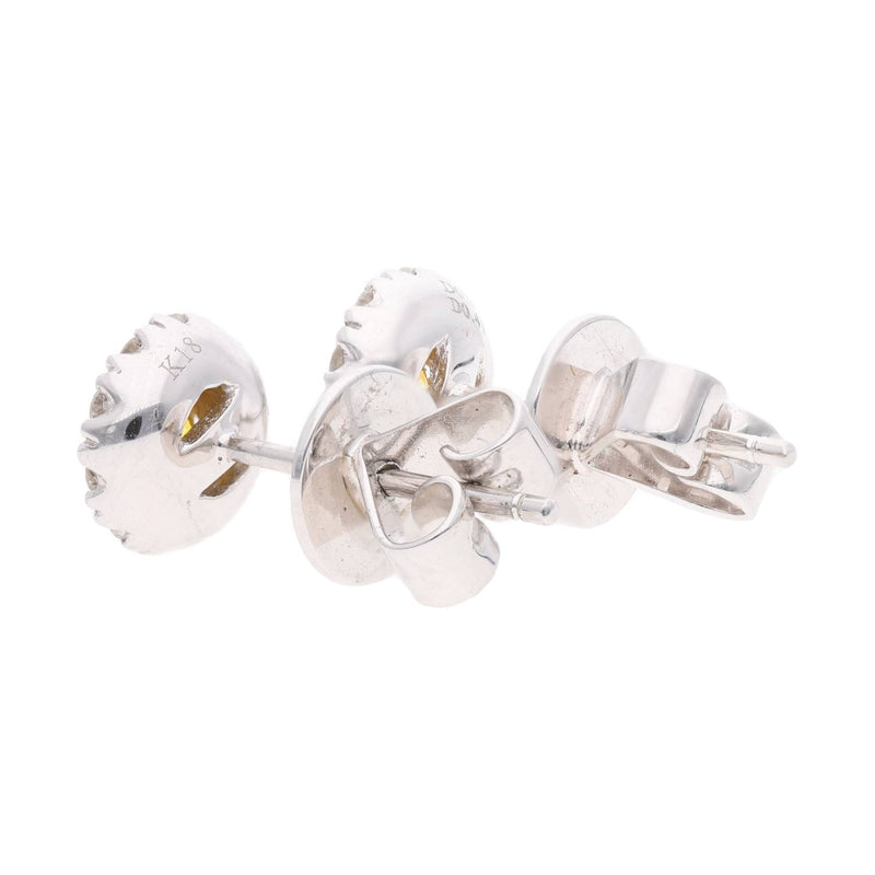 18ct White Gold Yellow and White Diamond Stud Earrings