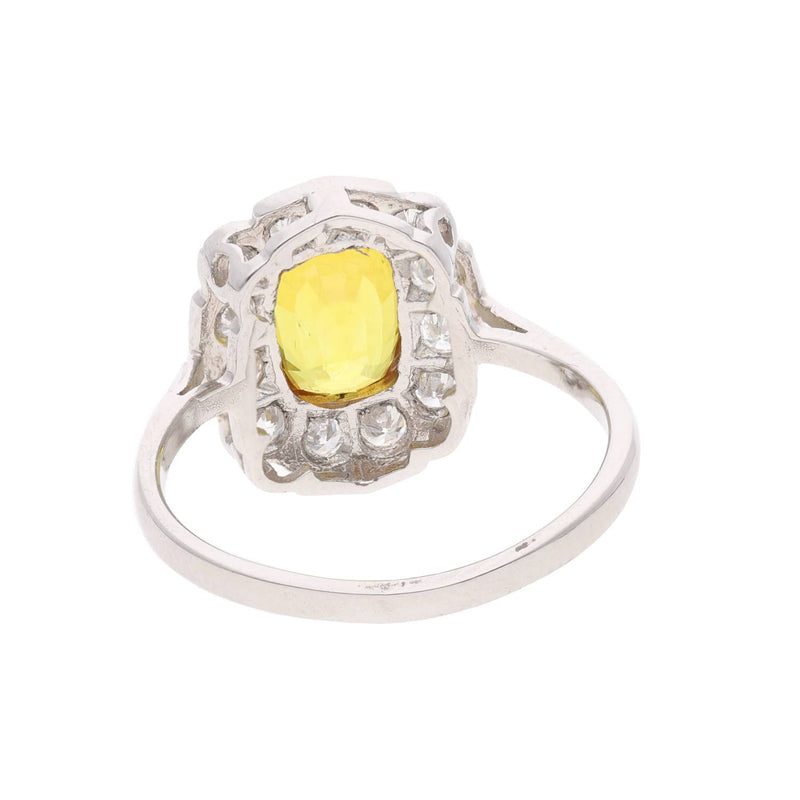Platinum Yellow Sapphire and Diamond Cluster Ring