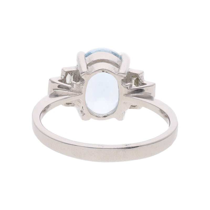 Platinum Aquamarine and Diamond Ring