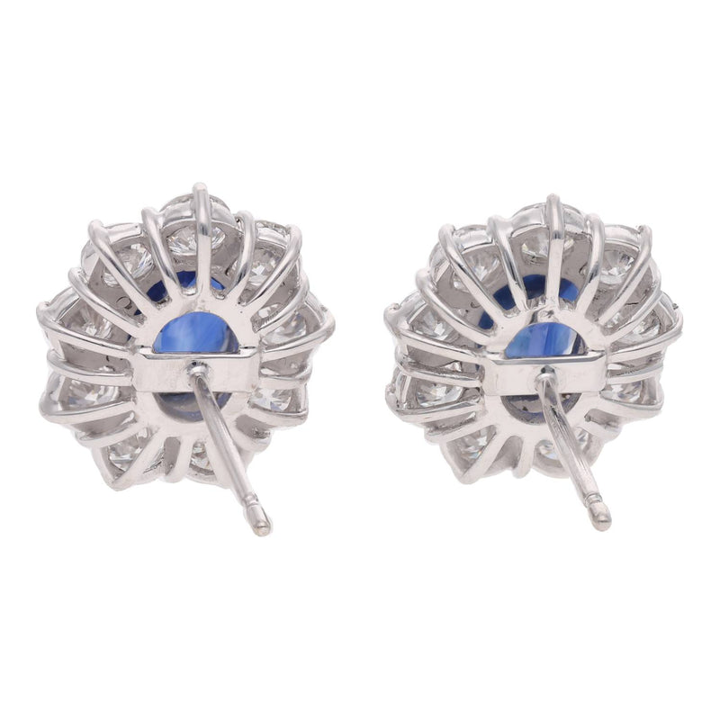 18ct White Gold Sapphire and Diamond Cluster Earrings