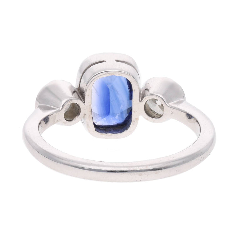 18ct White Gold Sapphire and Diamond Three Stone Ring