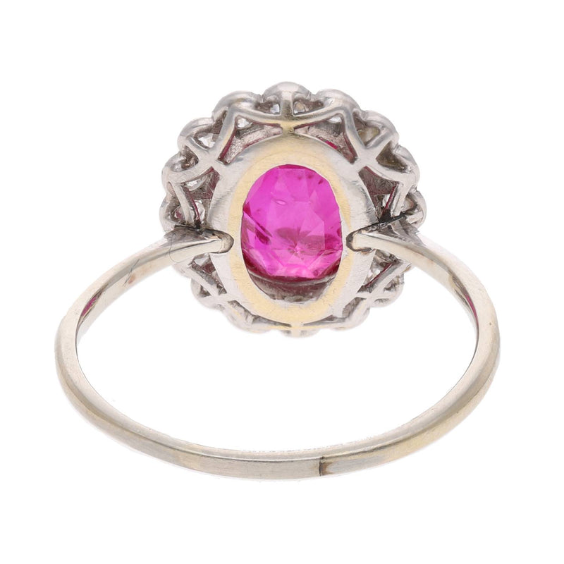 18ct White Gold Burmese Ruby and Diamond Cluster Ring