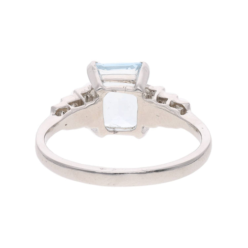 Platinum Aquamarine and Diamond Ring