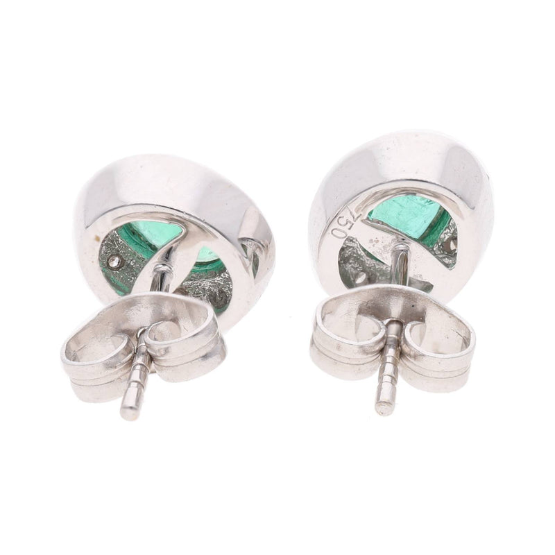 18ct White Gold and Emerald Stud Earrings