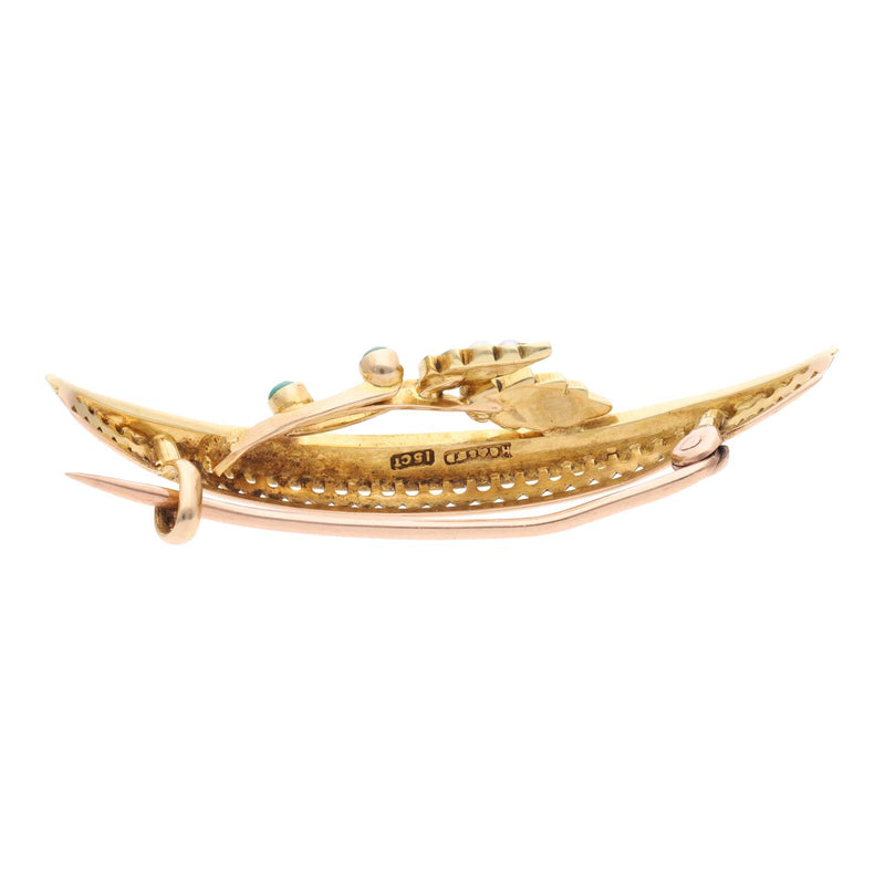 15ct Gold Turquoise and Pearl Brooch