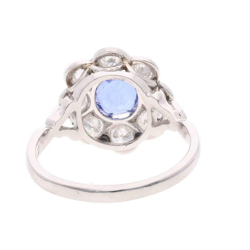 Platinum Sapphire and Diamond Cluster Ring