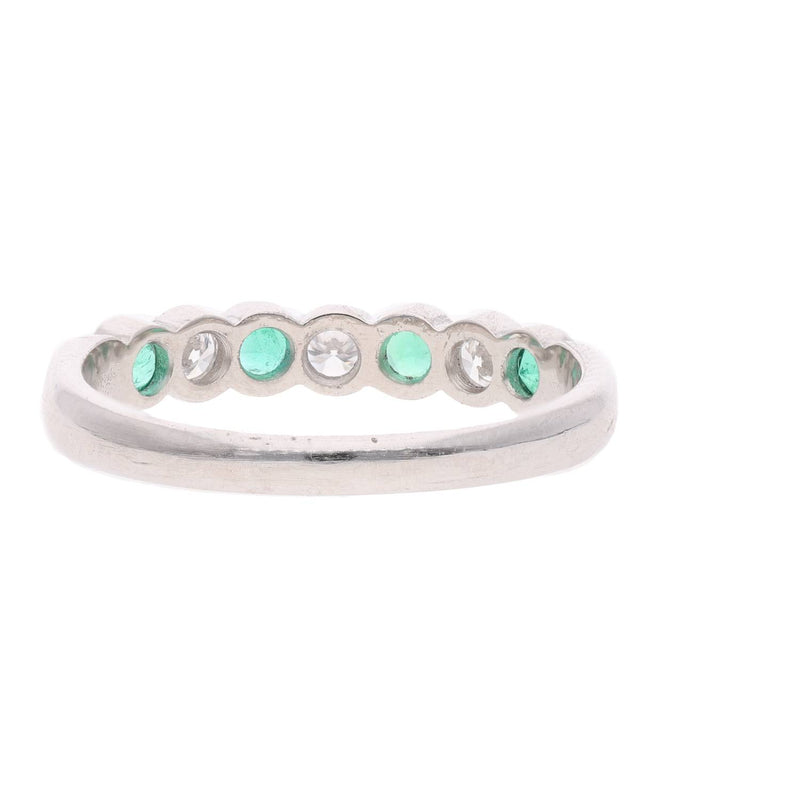 Platinum Emerald Diamond Half Eternity Ring