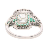 Art Deco Platinum Emerald and Diamond Ring