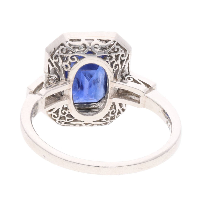Platinum Sapphire and Diamond Ring