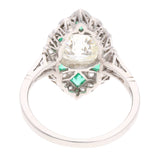 Platinum Emerald and Diamond Cluster Ring