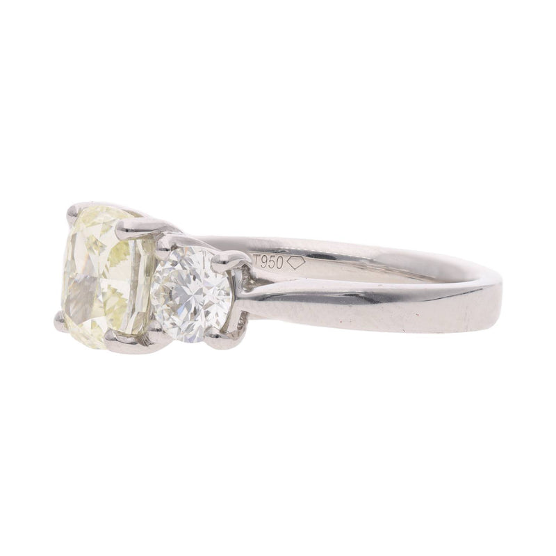 Platinum Yellow & White Diamond Three Stone Ring