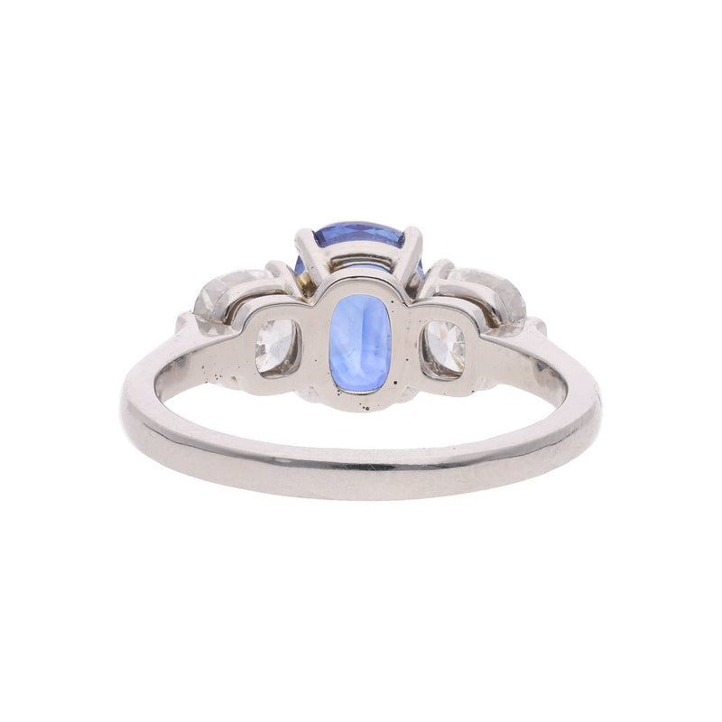 Platinum Sapphire and Diamond Three Stone Ring