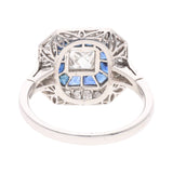 Platinum Sapphire and Diamond Cluster Ring