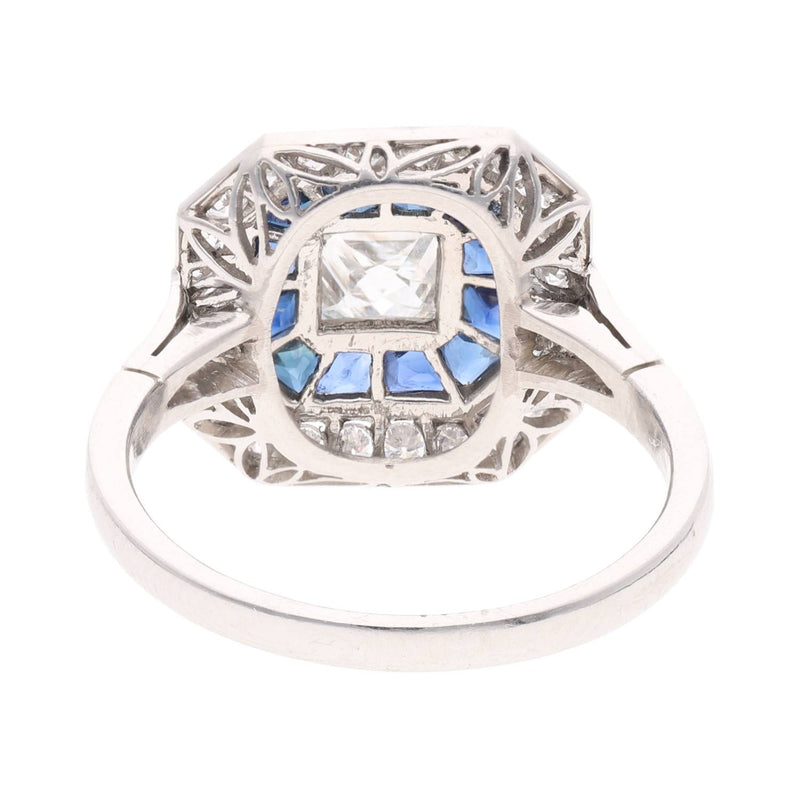 Platinum Sapphire and Diamond Cluster Ring