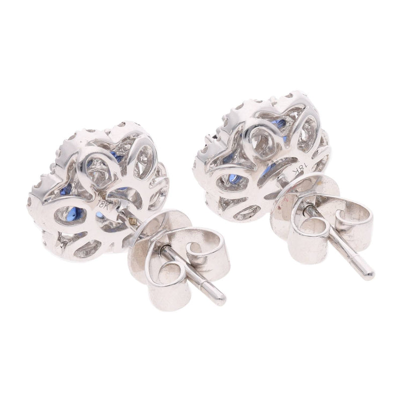 18ct White Gold Sapphire and Diamond Cluster Earrings