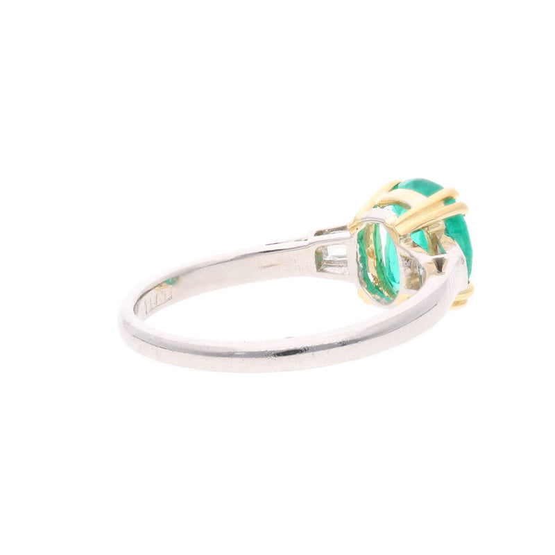 Platinum Yellow Gold Emerald and Diamond Ring
