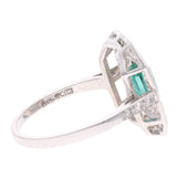 18ct White Gold Emerald and Diamond Cluster Ring