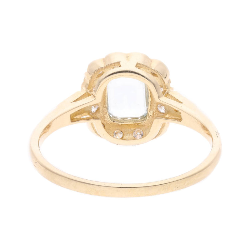 9ct Gold Aquamarine and Diamond Cluster Ring
